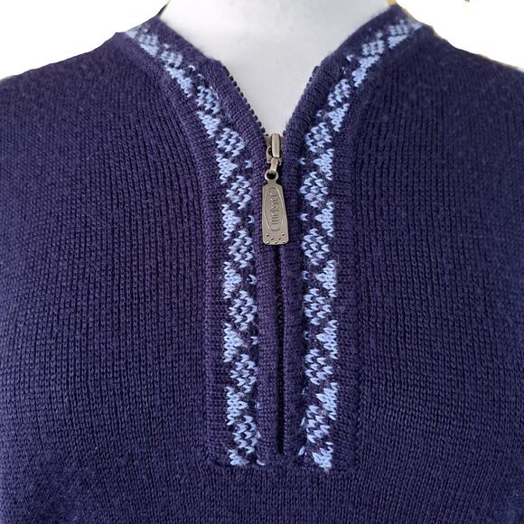 Meister 1/4 Zip Wool Blend Sweater Size Medium Nordic Snowflake - Picture 3 of 9